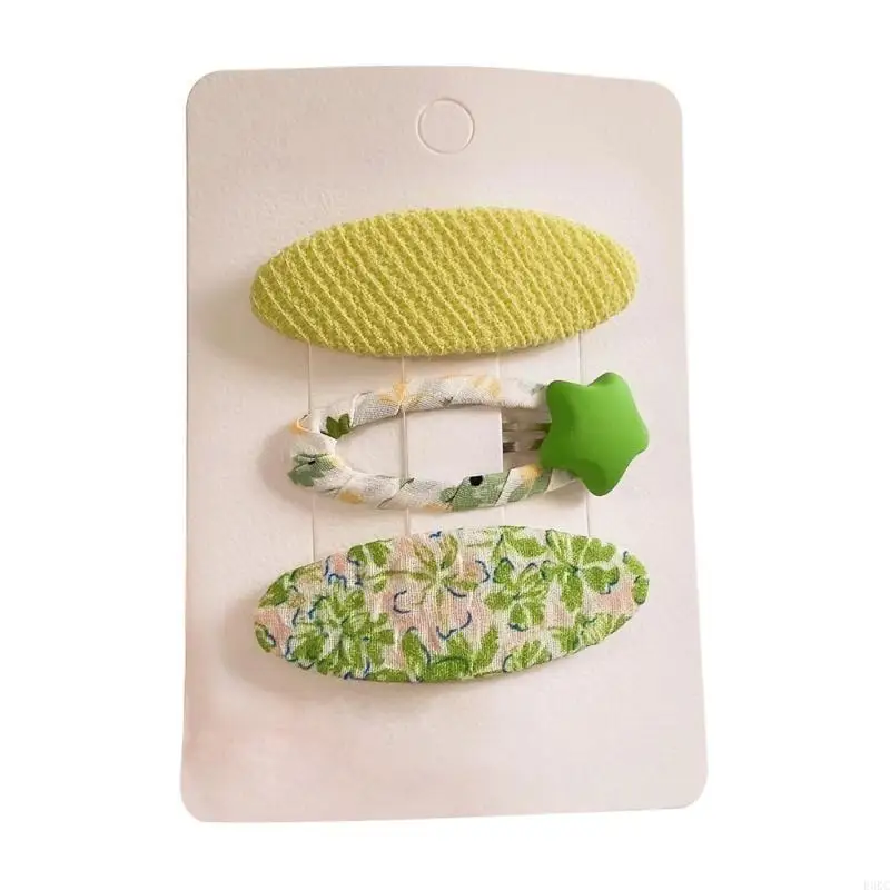 

F3KC Заколка для волос для маленьких девочек, заколка для волос из ткани с милым цветочным узором, заколки для волос, боковая