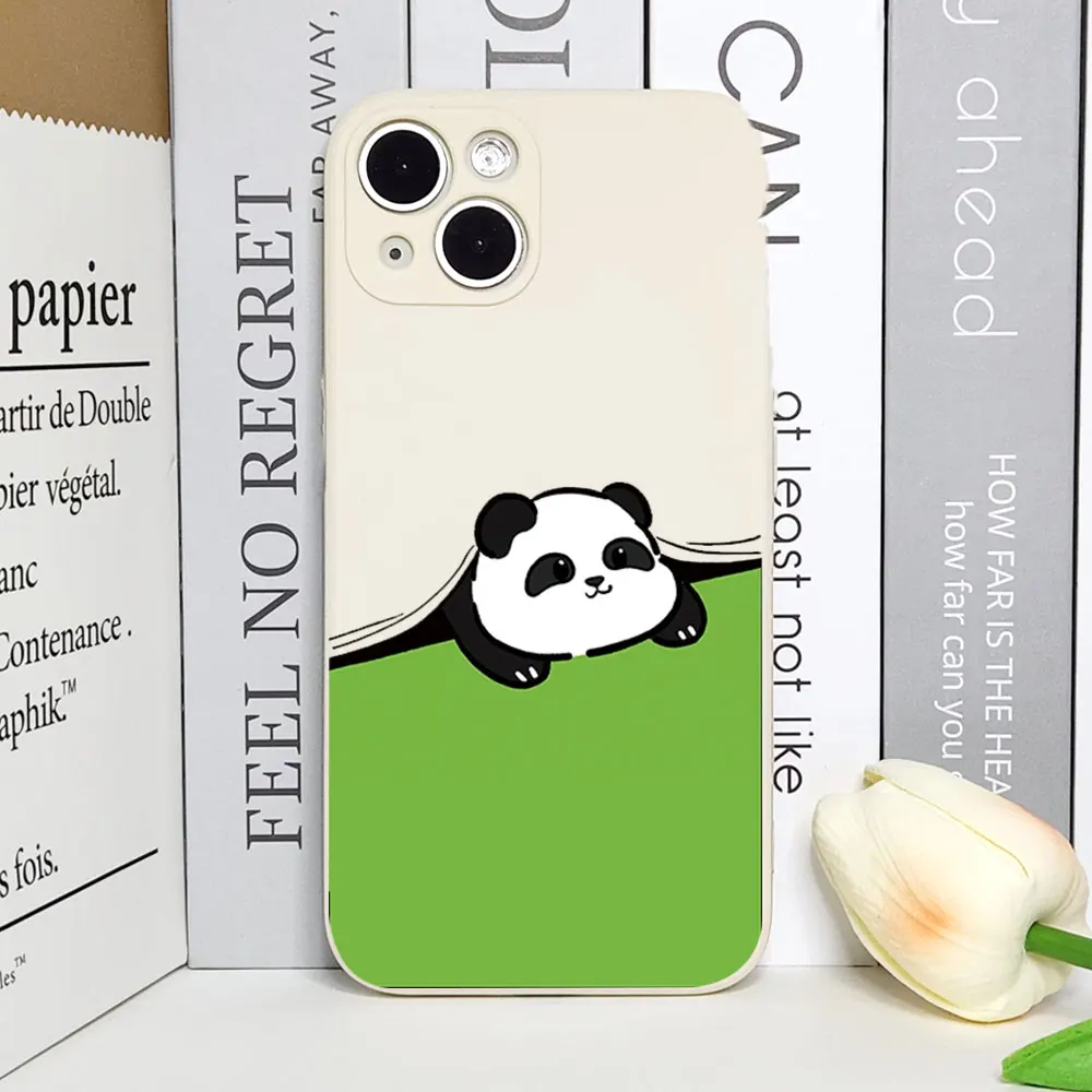 Cute Cat Dog Panda Pattern Silicone Phone Case for IPhone 16 15 14 13 12 11 Pro Max 7 8 16Plus Mini XS XR X SE2 Soft Cover Coque