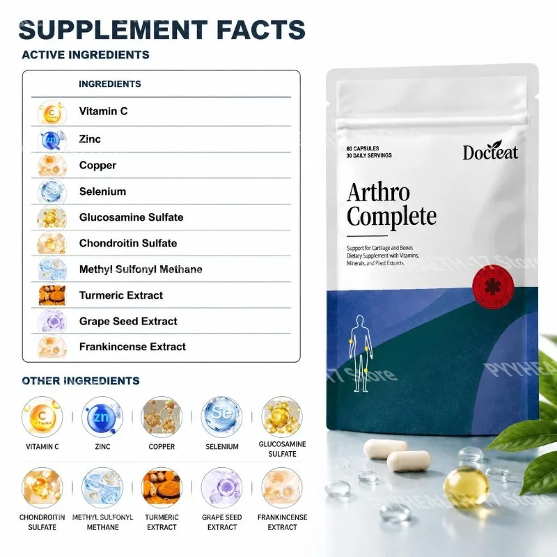 Arthro Complete Capsules with Vitamins Minerals and Plant Extracts, Supports Joint Cartilage Health Gently for Adult 60 Capsules