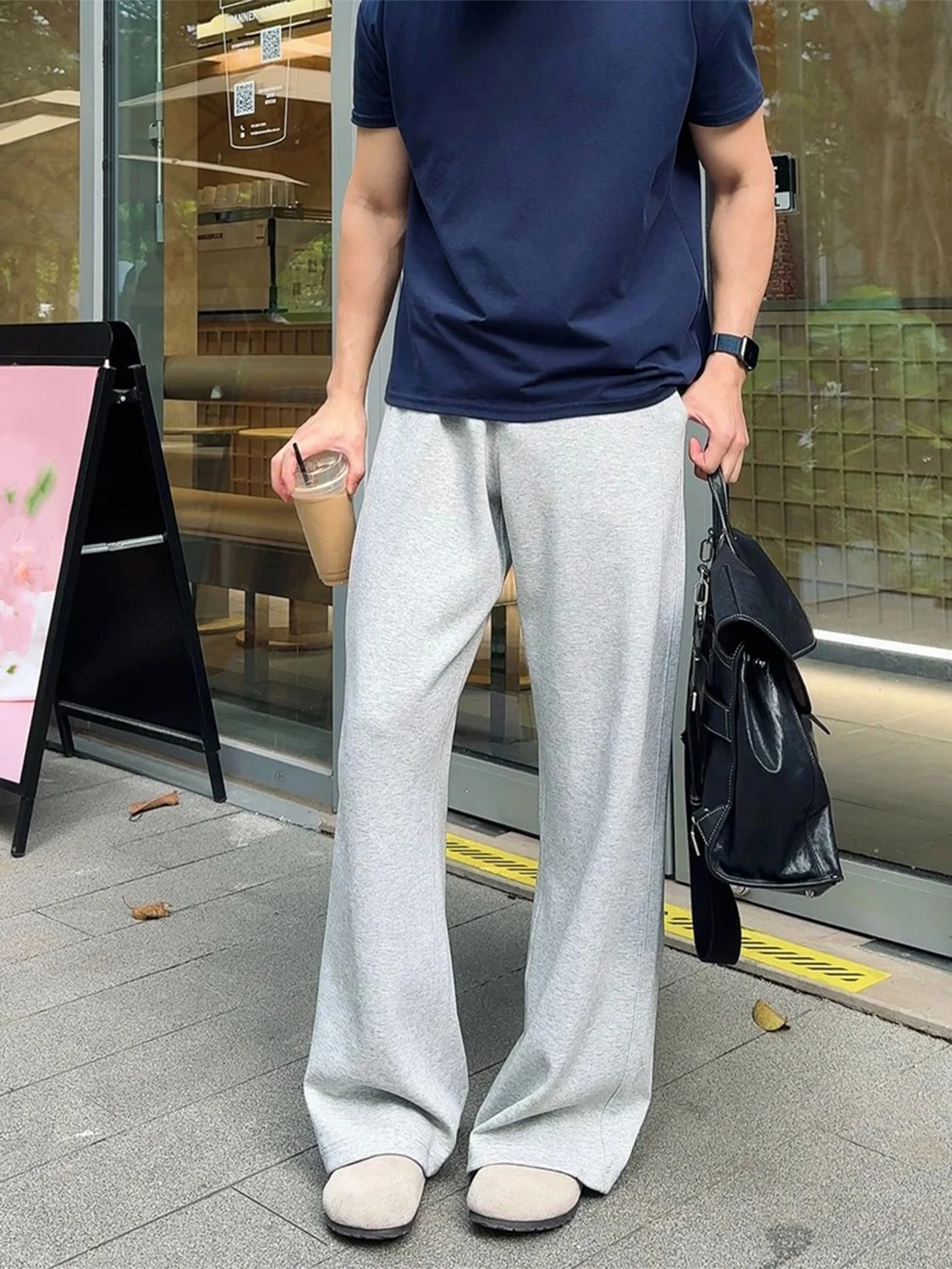 

Men's Summer Thin Casual Sports Pants Straight Leg Loose Fit Micro Flared Knife Drapey Trendy Brand Clean Fit