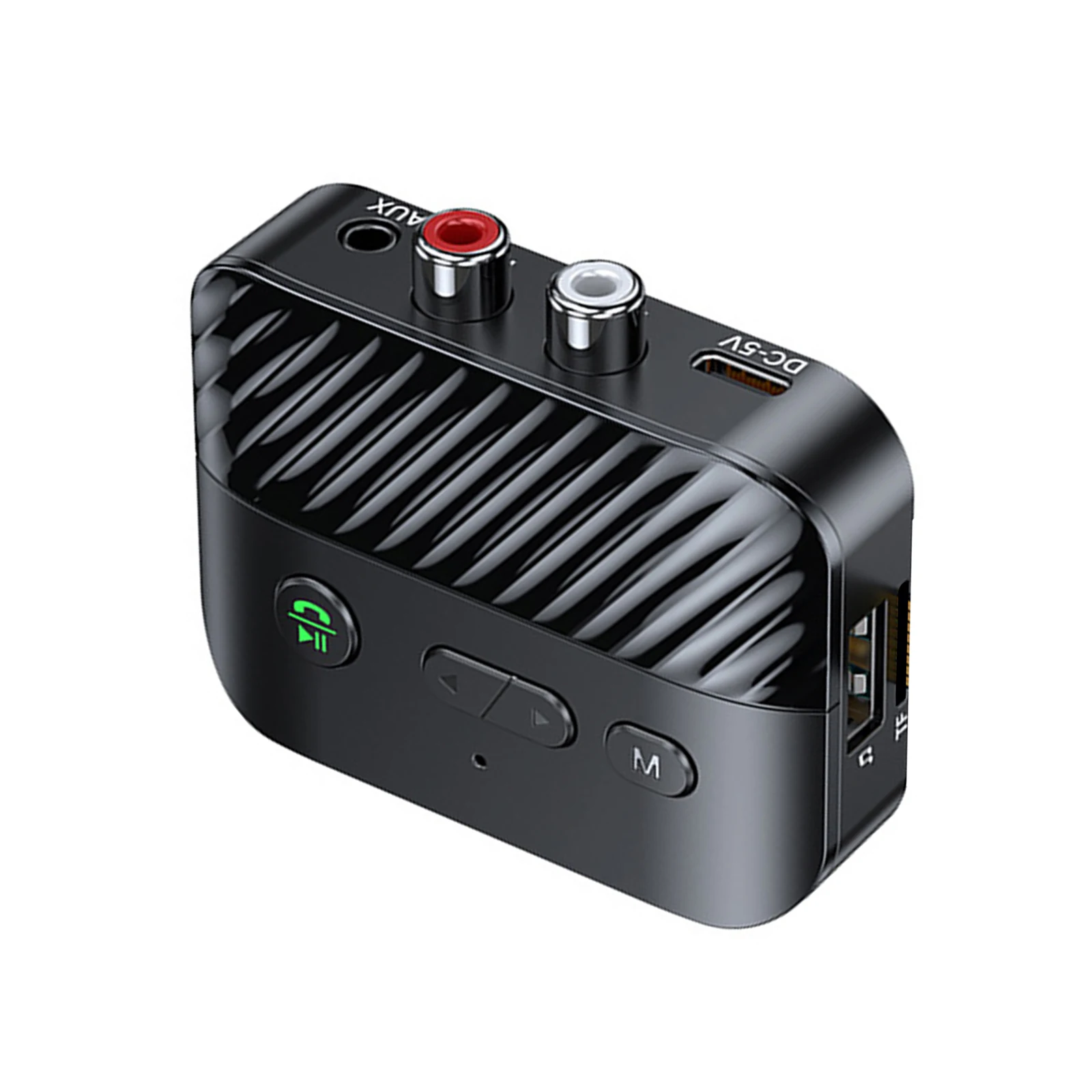 1Pc Bluetooth 5.3 Audio Receiver Adapter Support TF Card & U-Disk 3.5mm AUX to 2 RCA USB Wireless Audio Adapter For Car Speakers