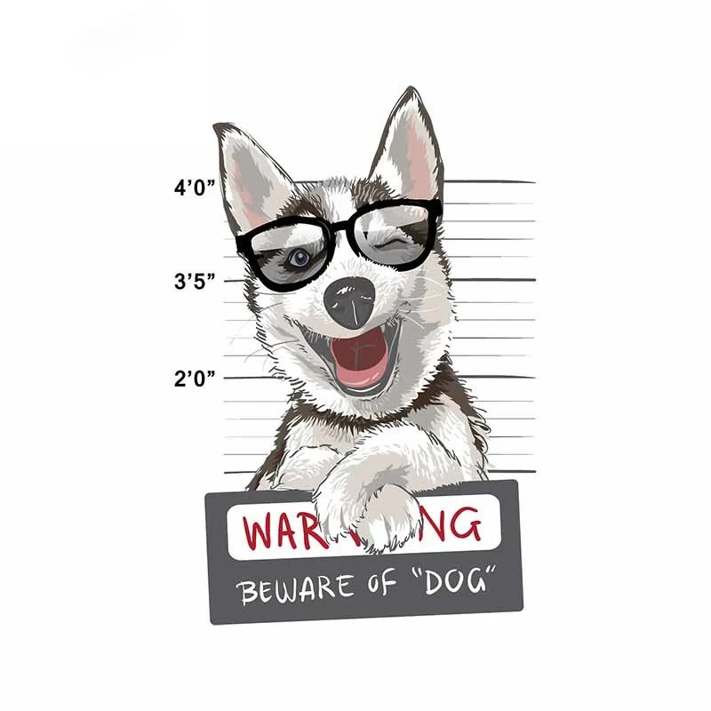 FUYOOHI Exterior Accessories Decal Husky Beware of Dog Wall Car Stickers Decals Laptop Bumper Windshield Decoration PVC