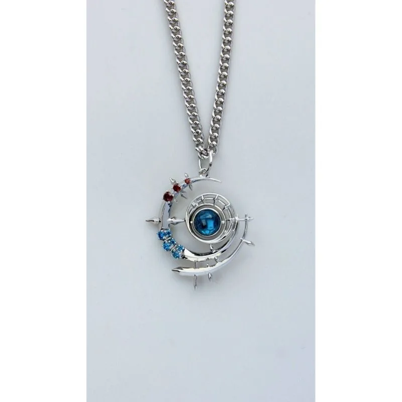 تحول الجليد، تحول النار، المستمر Tianyu - F14 قلادة على شكل ساحر أسود، سلسلة الترقوة الرجعية باللون الأزرق البحري