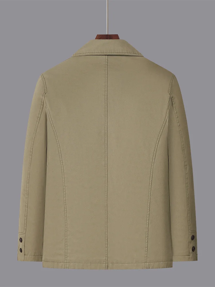 Jaqueta Cardigan Casual Masculina de Primavera e Outono, Ajuste Solto, Gola Alta, Tecido Fino de Aodão, Roupas para Pais, A...