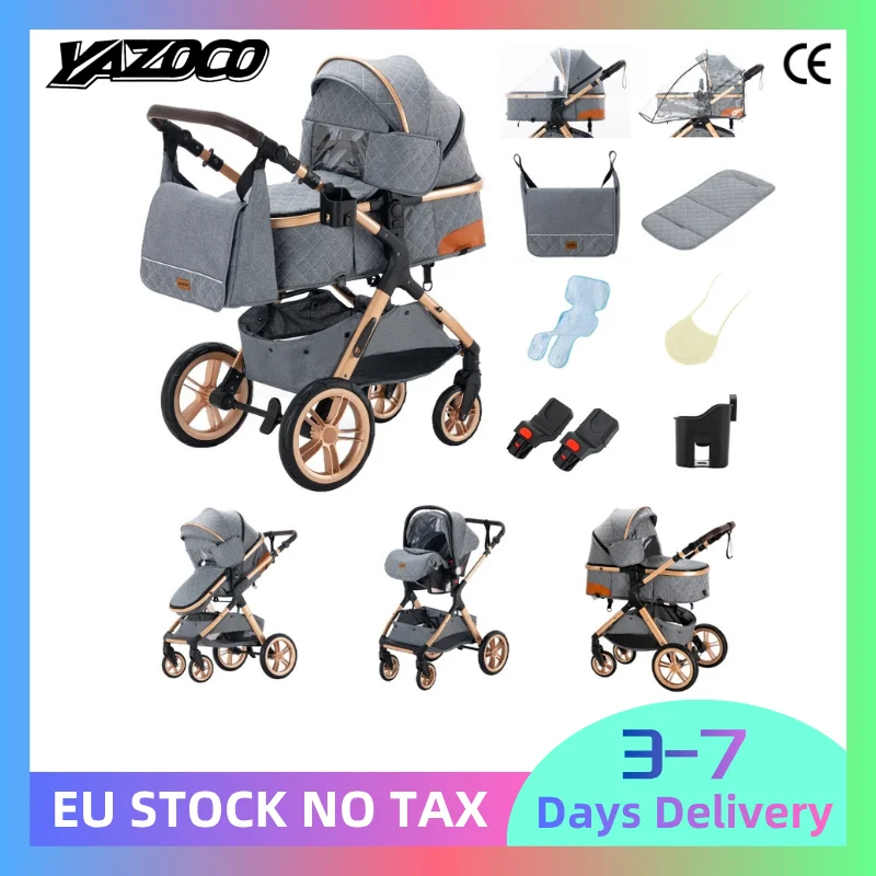 Carrinho de Bebê Multifuncional 3 em 1 com Assento para Carro, Carrinho de Bebê Fácil de Dobrar, Cadeira Confortável com Almofada