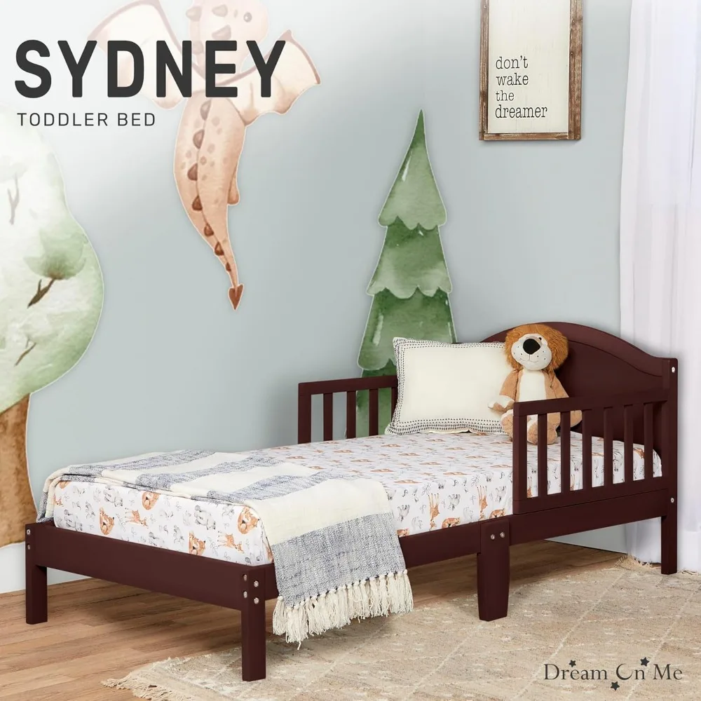 Toddler Bed w/two side safety guard rails, Low To Floor Design, Safety Rails, Made Of Pinewood