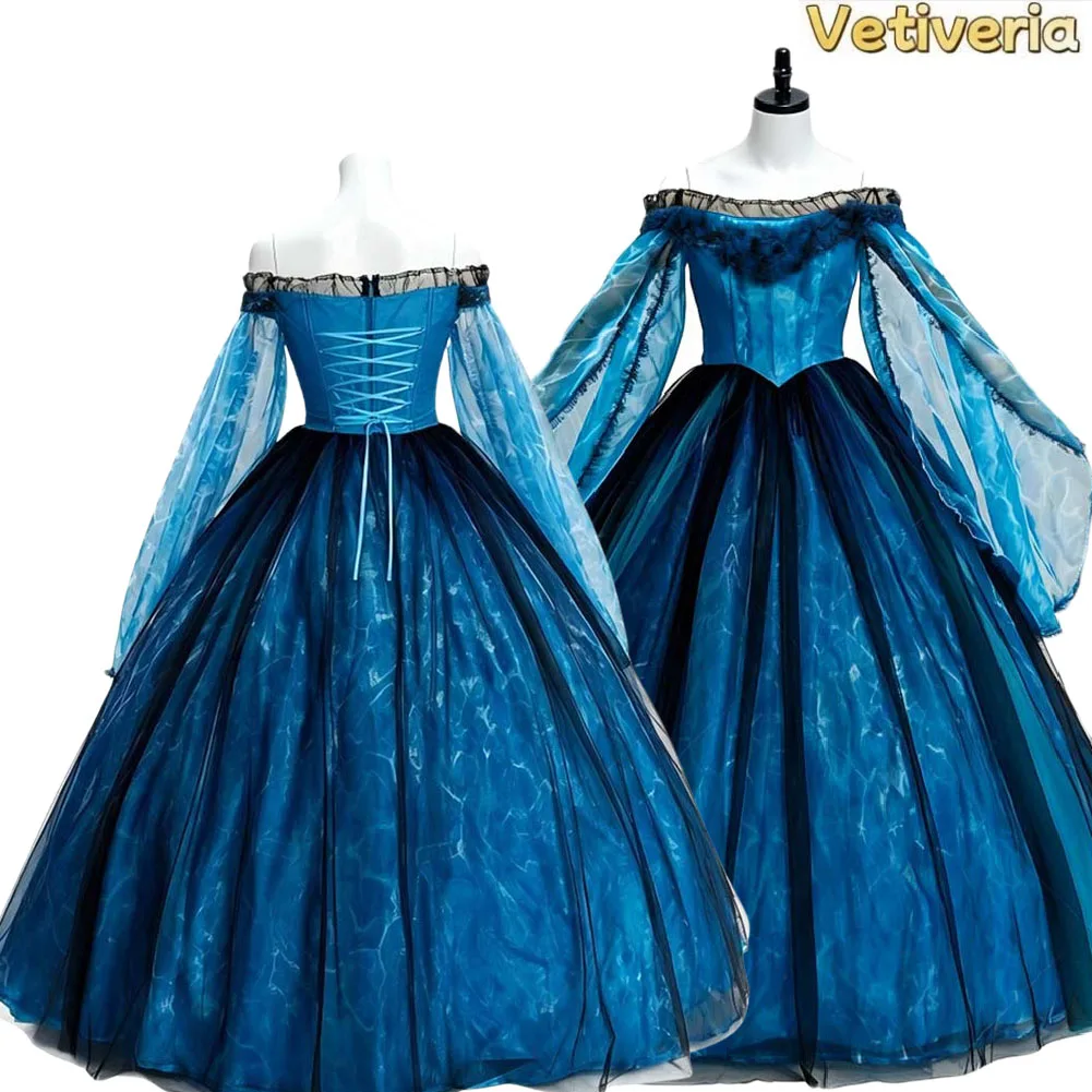 Women Elizabeth Cosplay Dress Costume Fantasia Frankenstein Retro Medieval Gown Outfits Halloween Carnival Party Disguise Suit