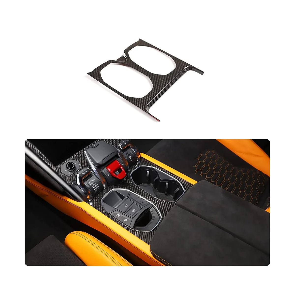 Carbon Fiber Car Central Control Water Cup Holder Panel Trim Cover Interior Accessories for Lamborghini URUS 2018-2021