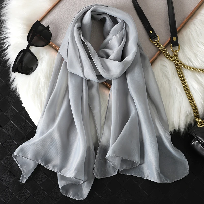 2023 neue Mode Sommer Frauen einfarbig Strand Schal Seide Schals Stirnband Weibliche Stirnband Wraps Sonnencreme Hijab Großhandel – Detail 20