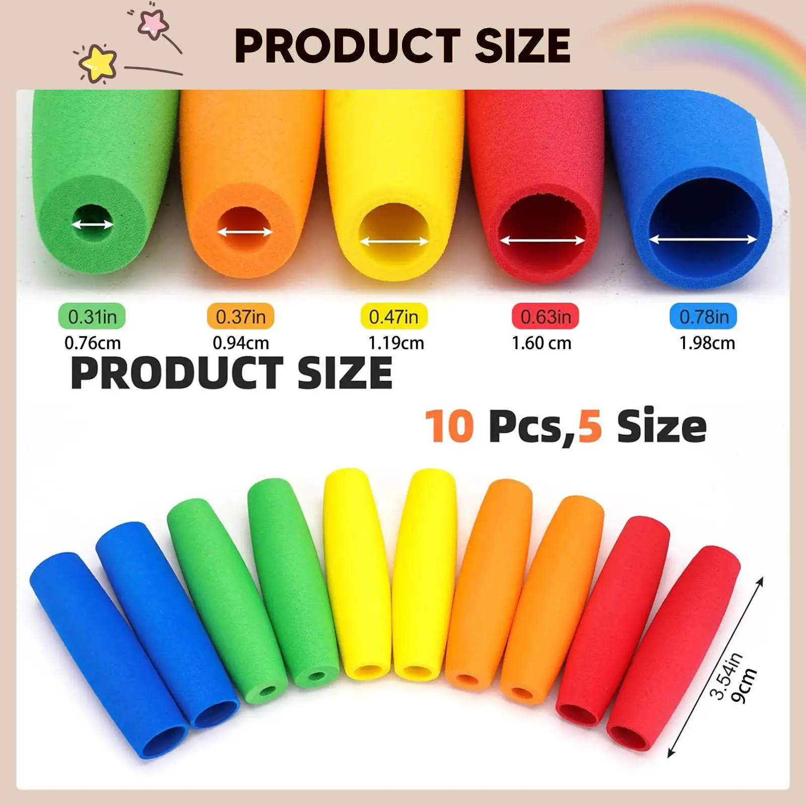 Ergonomic Foam Grip Tubes Cuttable Slip Resistant Handles for Utensils Spoons Forks Elderly Disabled Handicapped Aid