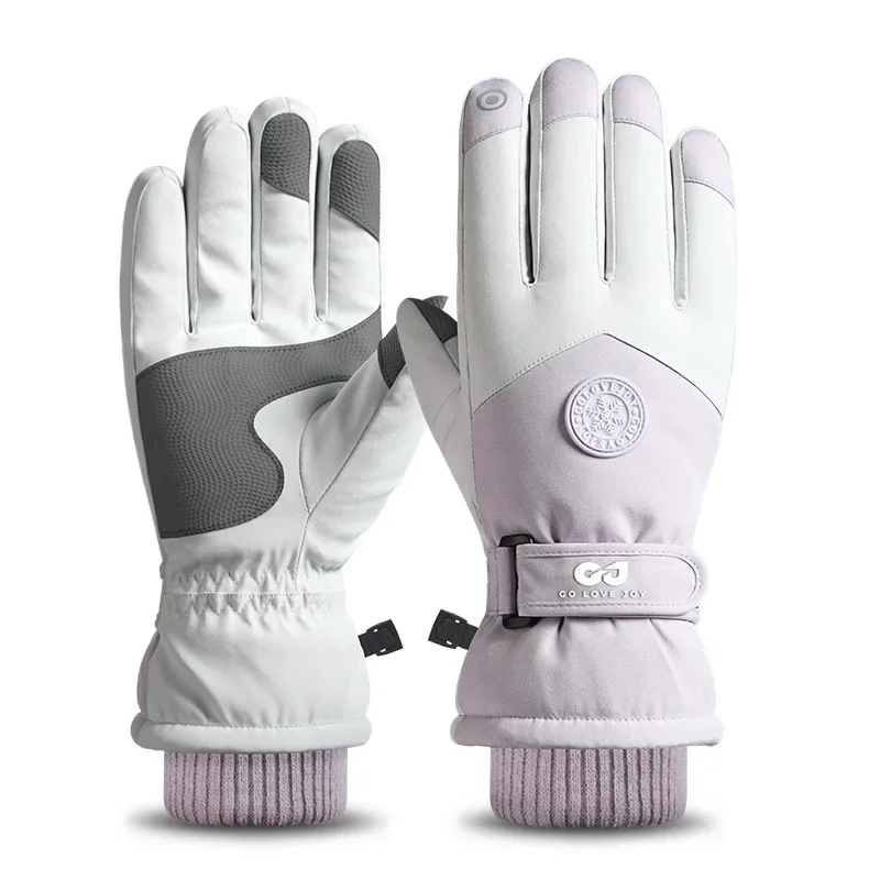 Winter skiing gloves with waterproof touch screen and thick velvet for outdoor cycling, windproof and warm gloves