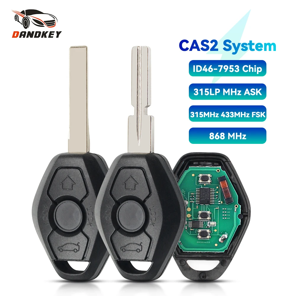 Inteligentny pilot samochodowy Dandkey ID46 Fob 315MHz 315LPMHZ 434MHz 868MHz do BMW CAS2 Serii 5 E46 E60 E83 E53 E36 E38 E39 HU92 HU58