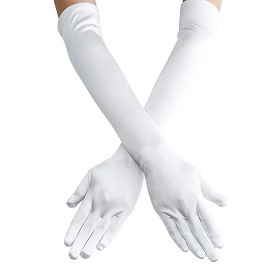 Women's Long Satin Finger Gloves Elbow Length 1920s Opera Bridal Dance Gloves 2025