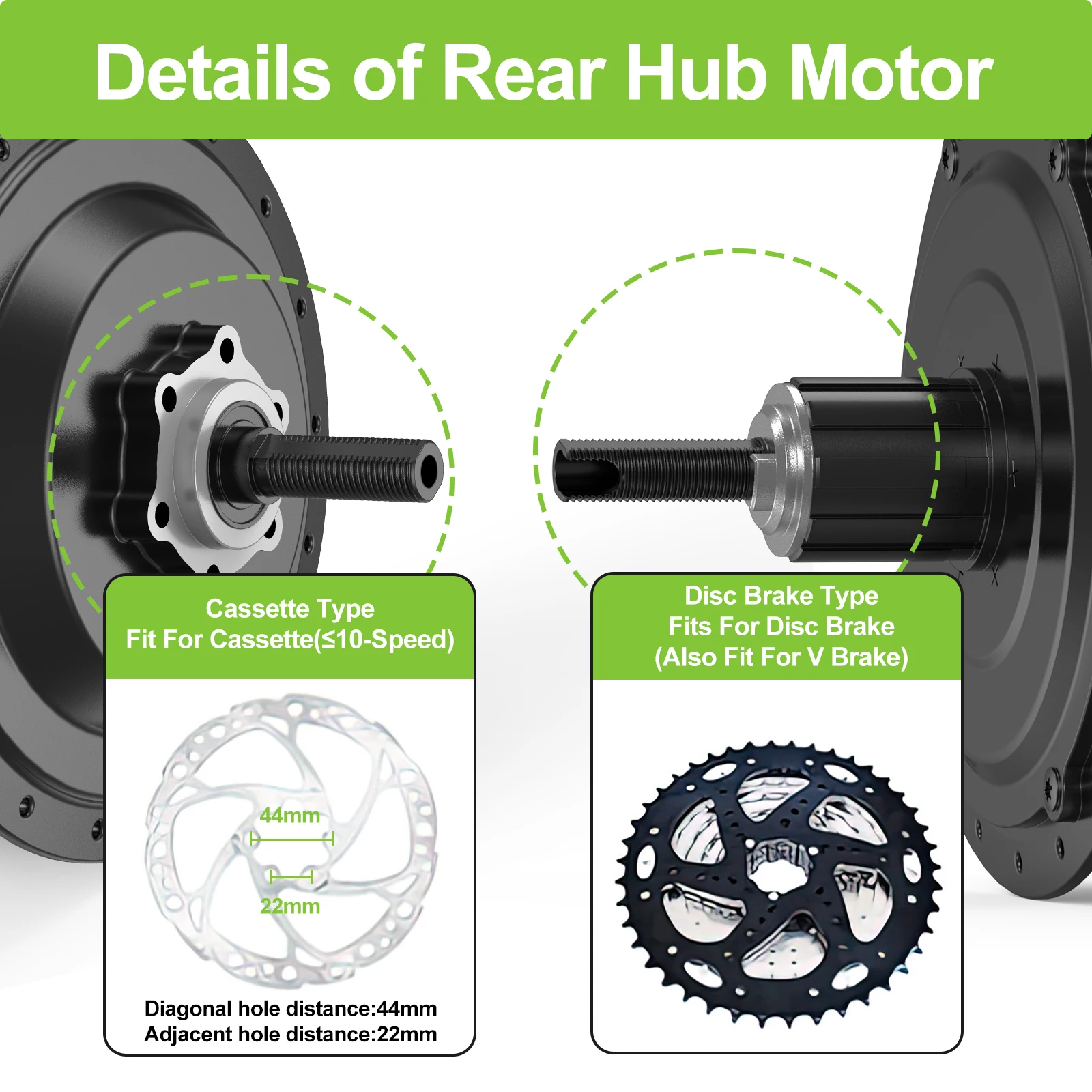 Bafang 48V Front Rear Hub Motor Cassette Wheel 48V 500W G020 48V