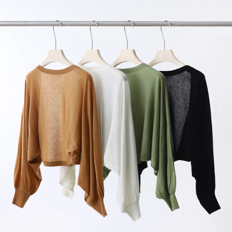 Spring Wool Shawl Knitted Cardigans Sweaters women Buttonless jacket Tops Superfine Lazy Loose Bat Sleeves Sweater Long Sleeve