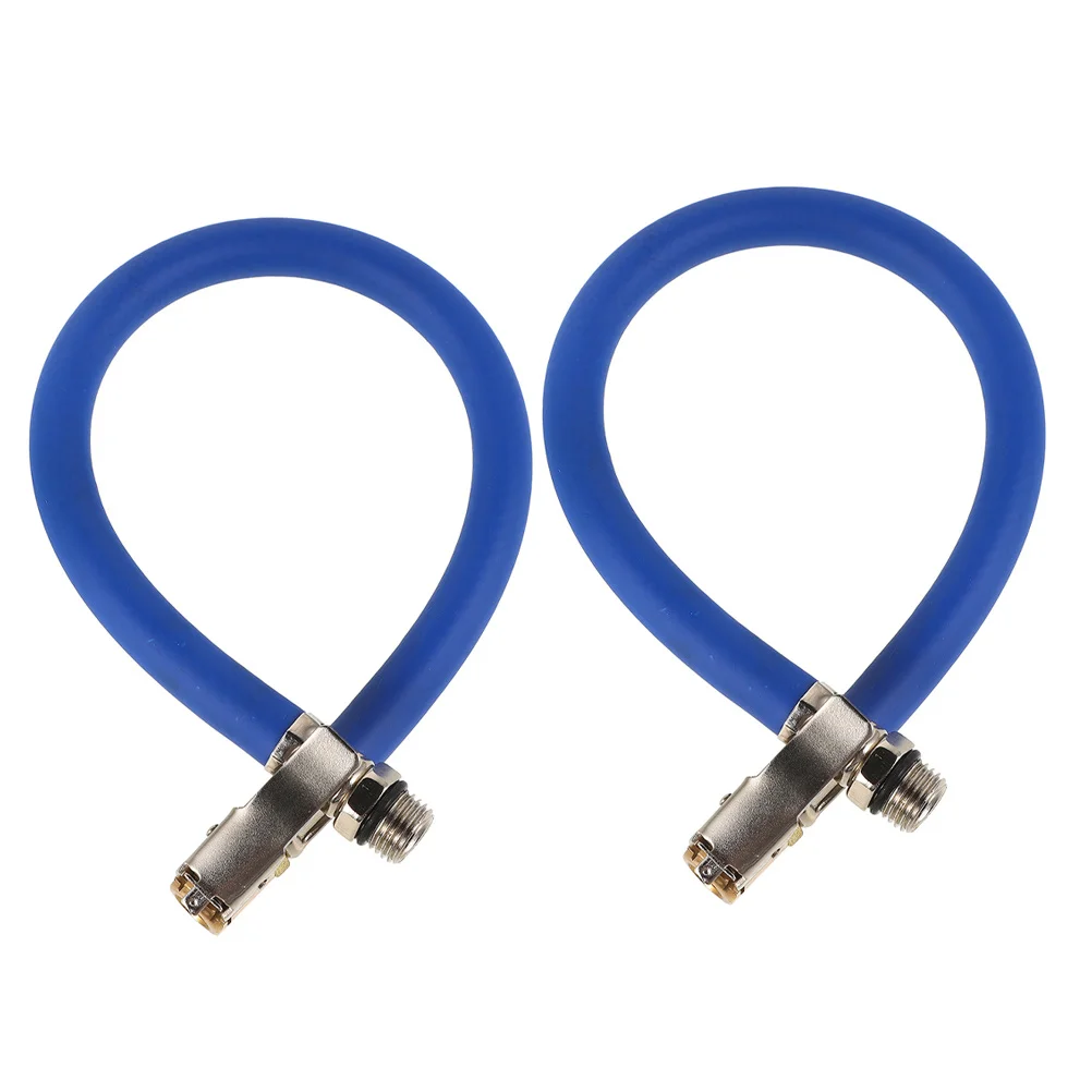 

2pcs Tire Pressure Gauge Air Hose Adapter Rubber Extension With Metal Valve Locking Chuck For Car Motorcycle Bike Portable
