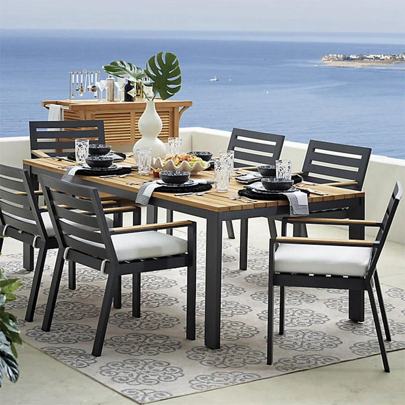 Modern Outdoor Aluminum Dining Table And Chair Set Versatile Extendable Furniture For Hotels And Gardens