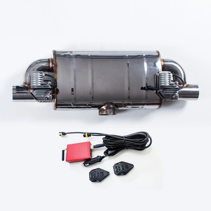 Universal 51/63/76mm One Inlet Two Outlet T Type New Remote Electric Valvetronic Muffler Silencers Auto Catback System