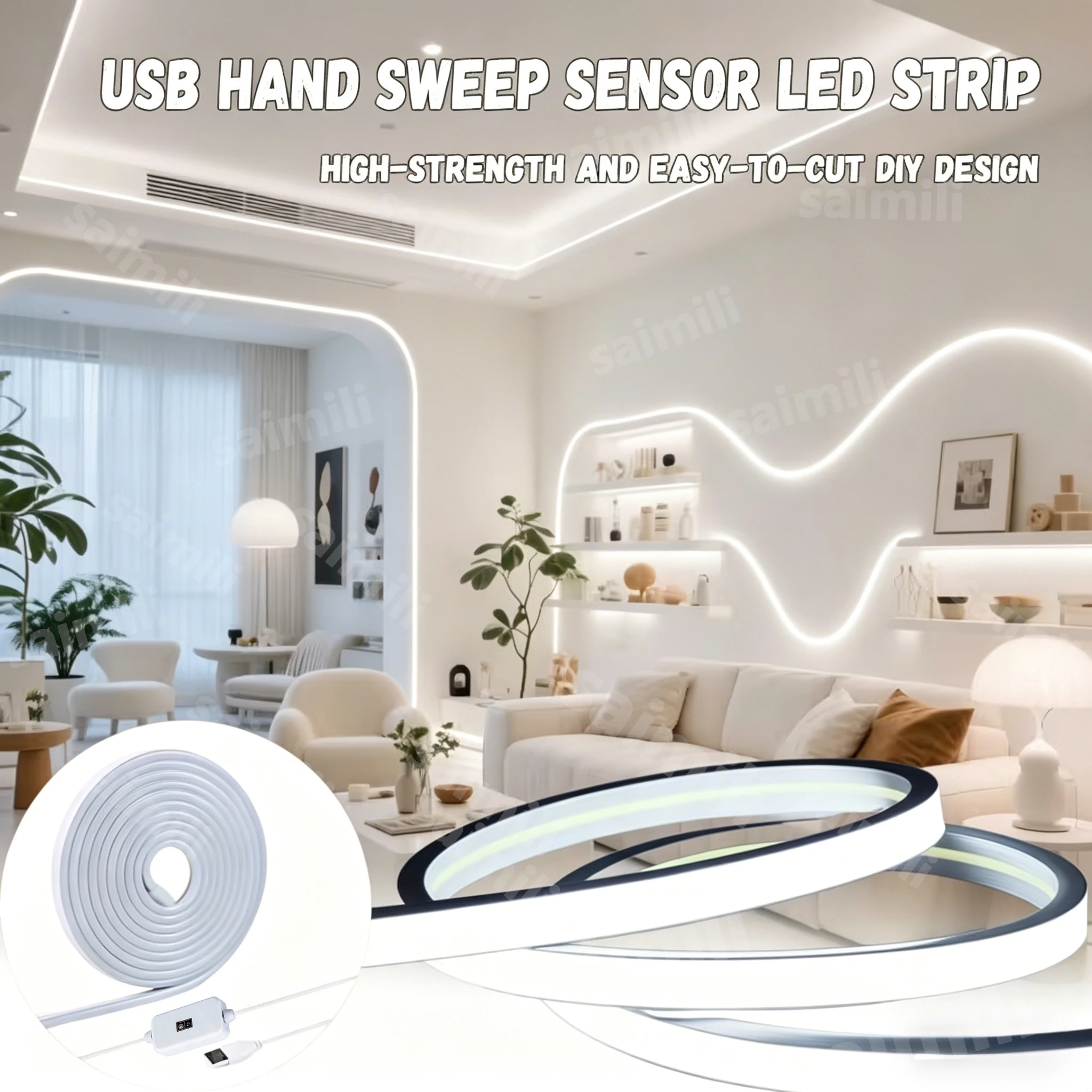 

Светодиодная лента с датчиком взмаха руки, складная, для создания атмосферы, для внутреннего освещения спальни, прикроватной зоны, кухонных шкафов, полок, игровой комнаты