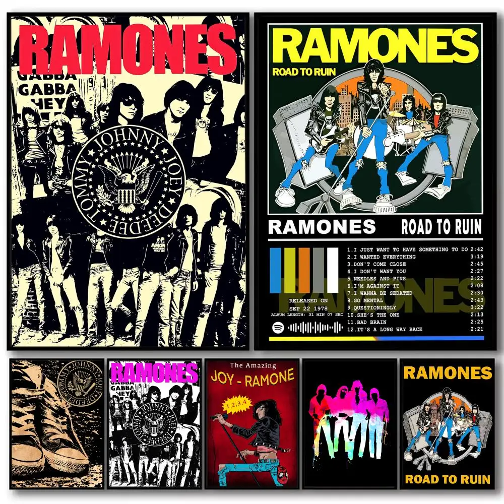 Álbum de R_Ramones de banda clásica, póster en lienzo de lino HD, impresiones artísticas de pared para sala de estar, dormitorio, oficina, decoración del hogar, regalo