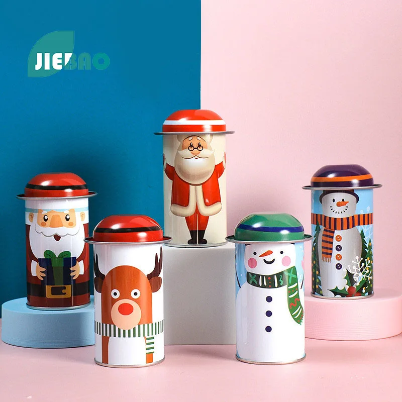 

European Christmas Iron Box Storage Box Creative Santa Claus Snowman Elk Candy Can Dry Fruit Storage Can Packaging Box