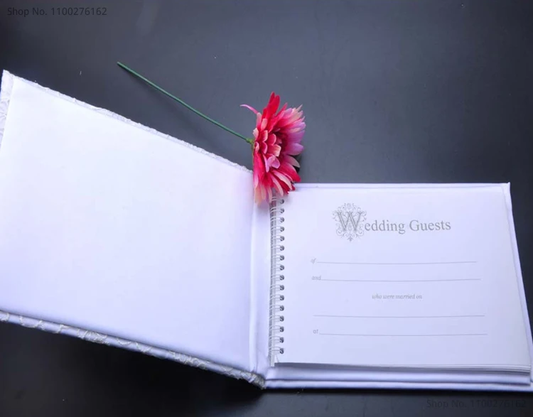 White Wedding Ring Pillow Vintage Wedding Guest Book and Pen Set Party Wedding Signature Guest Book Hearts Wedding Guestbook