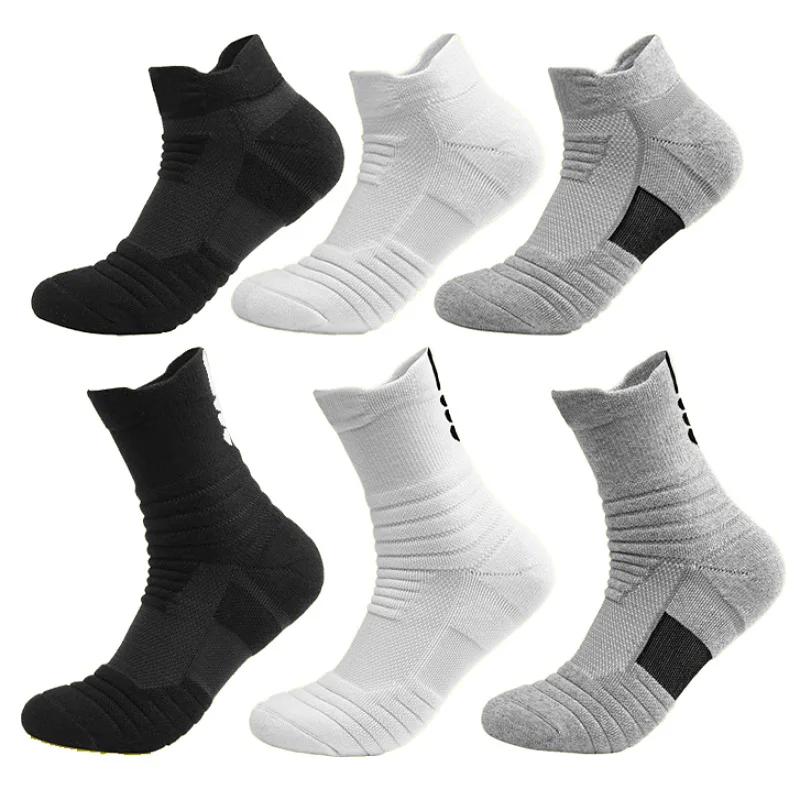 

6-Pack High-Tech Running Basketball Socks with Towel Bottom High Shock Absorption for Sports And Fitness