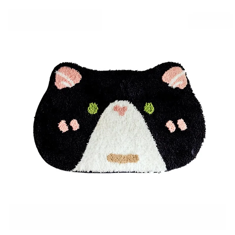 Cartoon Bedside Rug Cat Floor Mat Flocking Cat Mat Irregular Carpet for Living Room Shaggy Area Rug Doormat Bedroom Home Decor