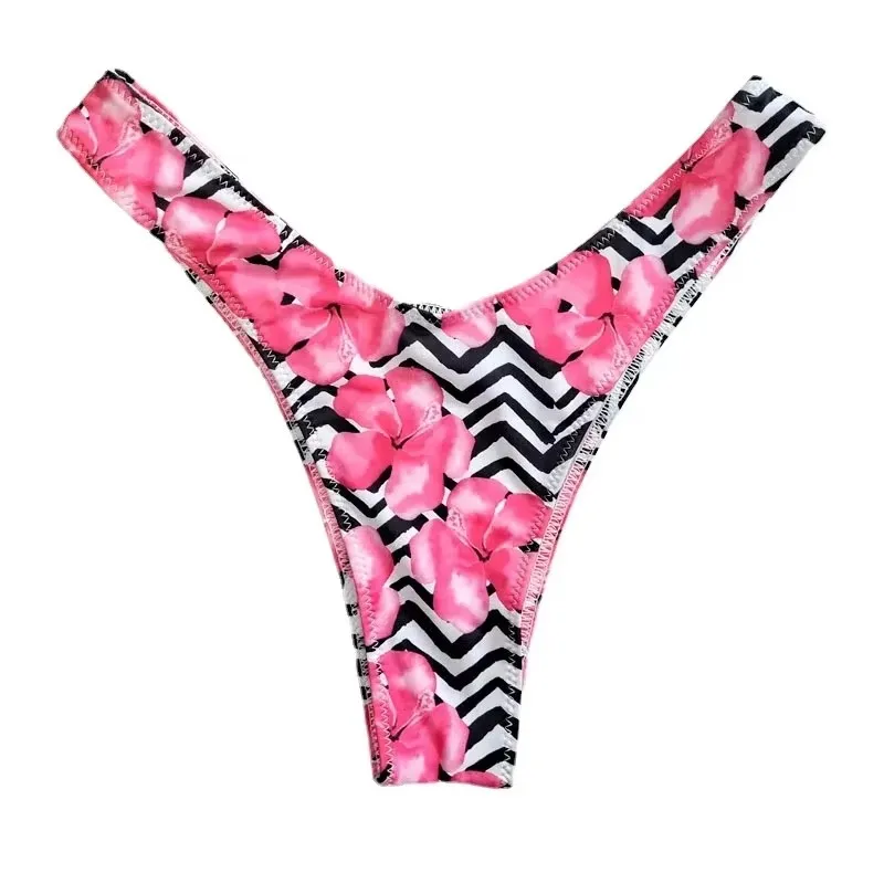 

Сексуальное женское бикини с V-образным вырезом, стринги, бразильский полукупальник, пляжная одежда, купальный цветочный принт, сексуальные женские женские купальные костюмы