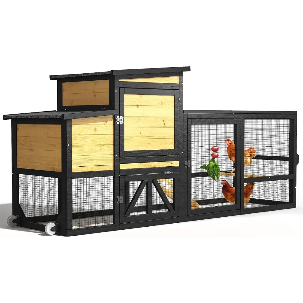 Gallinero de 80 pulgadas con caja anidada, gallinero para exteriores, casa para pollos para exterior, gallero de madera con ejecución y as impermeable