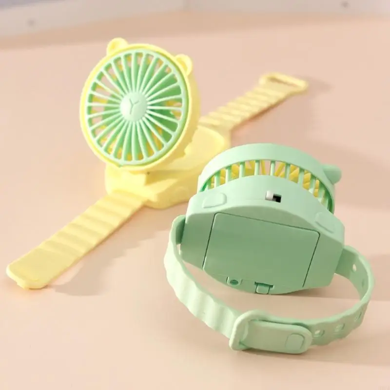 AM4 Battery Operated Powerful Watch Fan Portable Small Lightweight Cartoon Cooling Fan for Girl Kids Indoor Outdoor H8WD