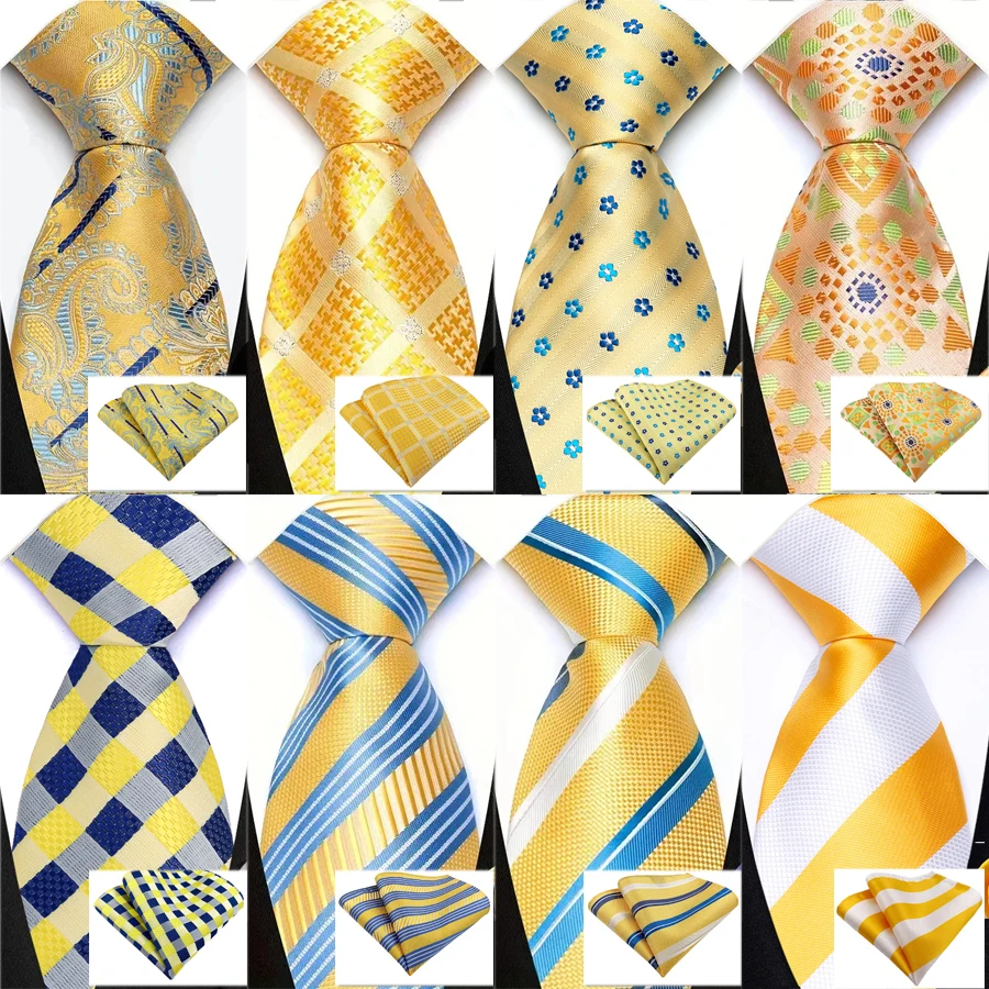 Gelb Mode Paisley Solide Streifen männer Krawatte Set 8 cm Hochzeit Krawatten Für Männer Neue Design Hanky Krawatte set Hohe Qualität Krawatte