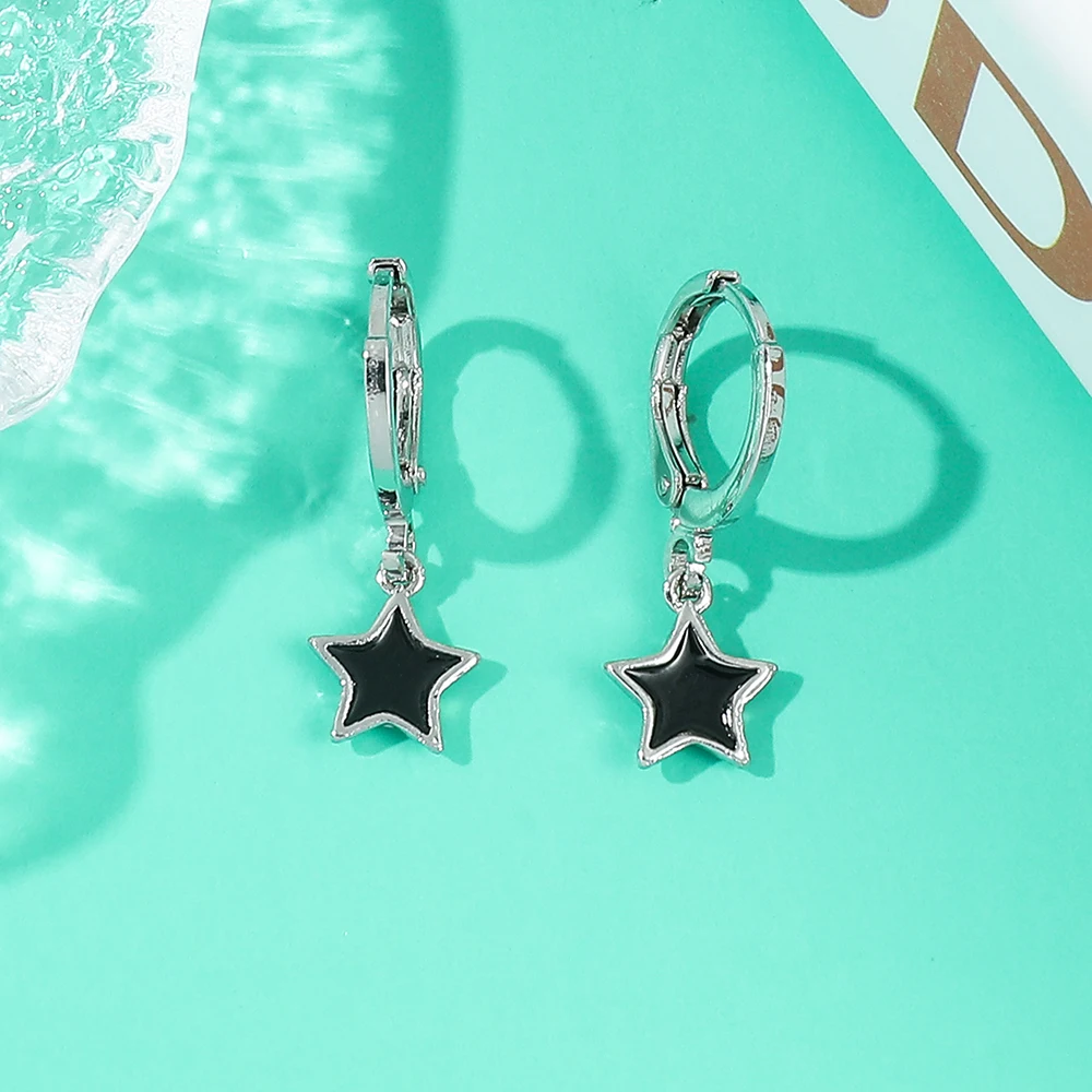 Trendy Vintage Crescent Moon Star Earrings Designer Hollow Out Moonstone Dangle Earrings Handmade Boho Jewelry for Women