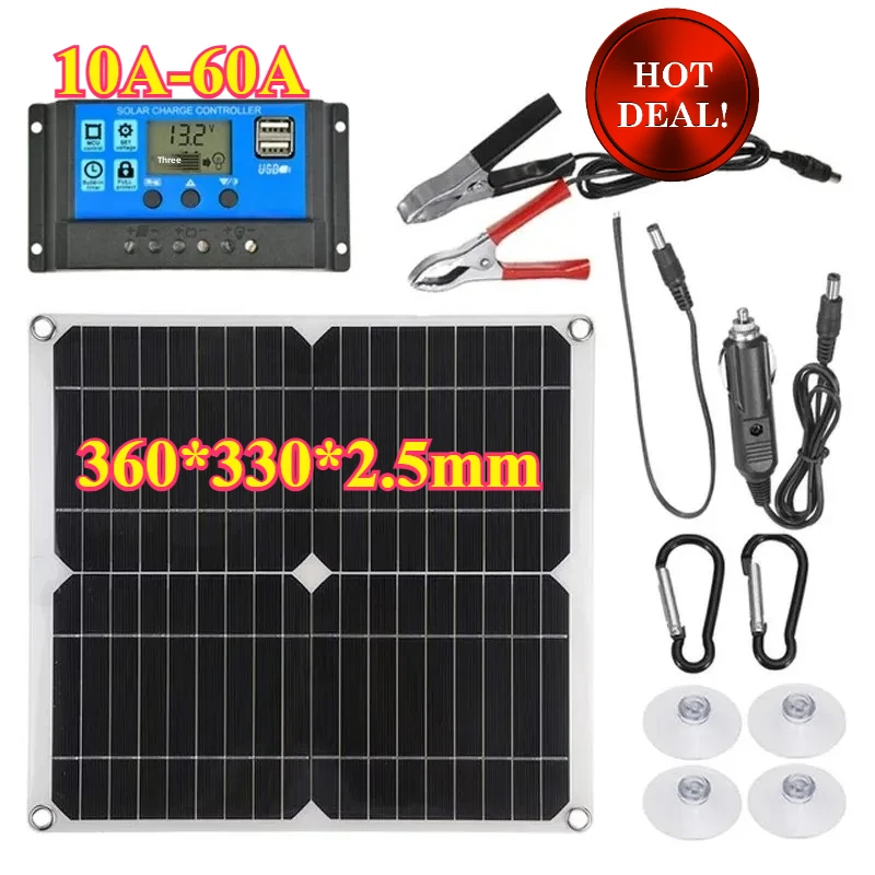 

25W 360*330*2.5mm Solar Panel Dual USB 18V/5V with Controller Photovoltaic Battery System Motorcycle Equipment Accessories
