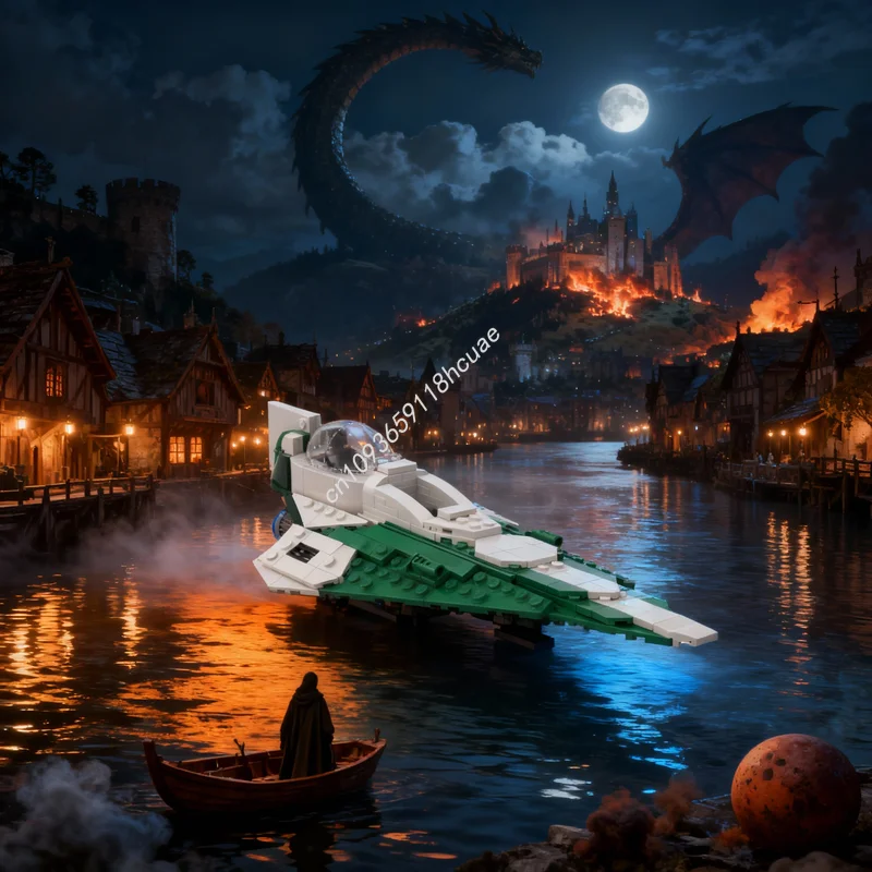 

296 деталей MOC Star Battle Luminara Unduli S Delta Starfighter, конструктор, строительные блоки, игрушки, подарки на Рождество, кирпичики