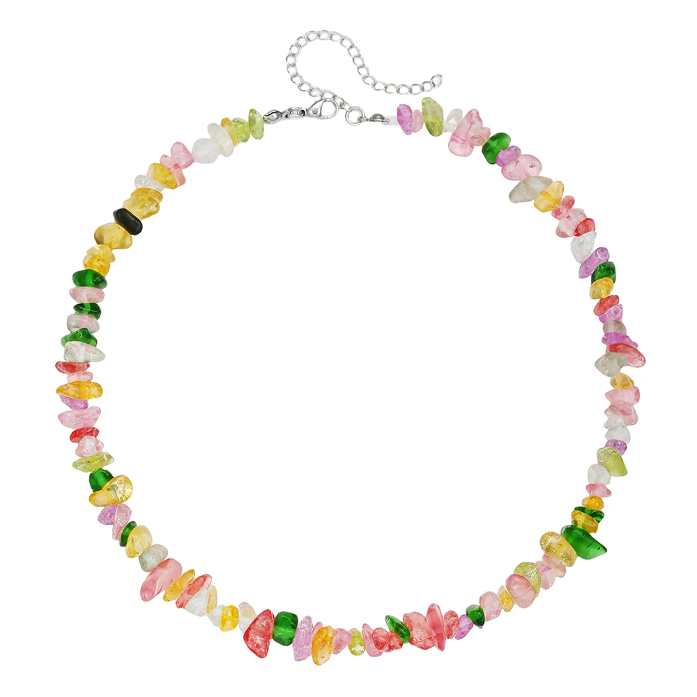 

NADEEM ins Summer Vacation Colorful Nature Stone Beads Necklace for Women Holiday Jewelry Boho Fish Choker Necklace Party Gifts