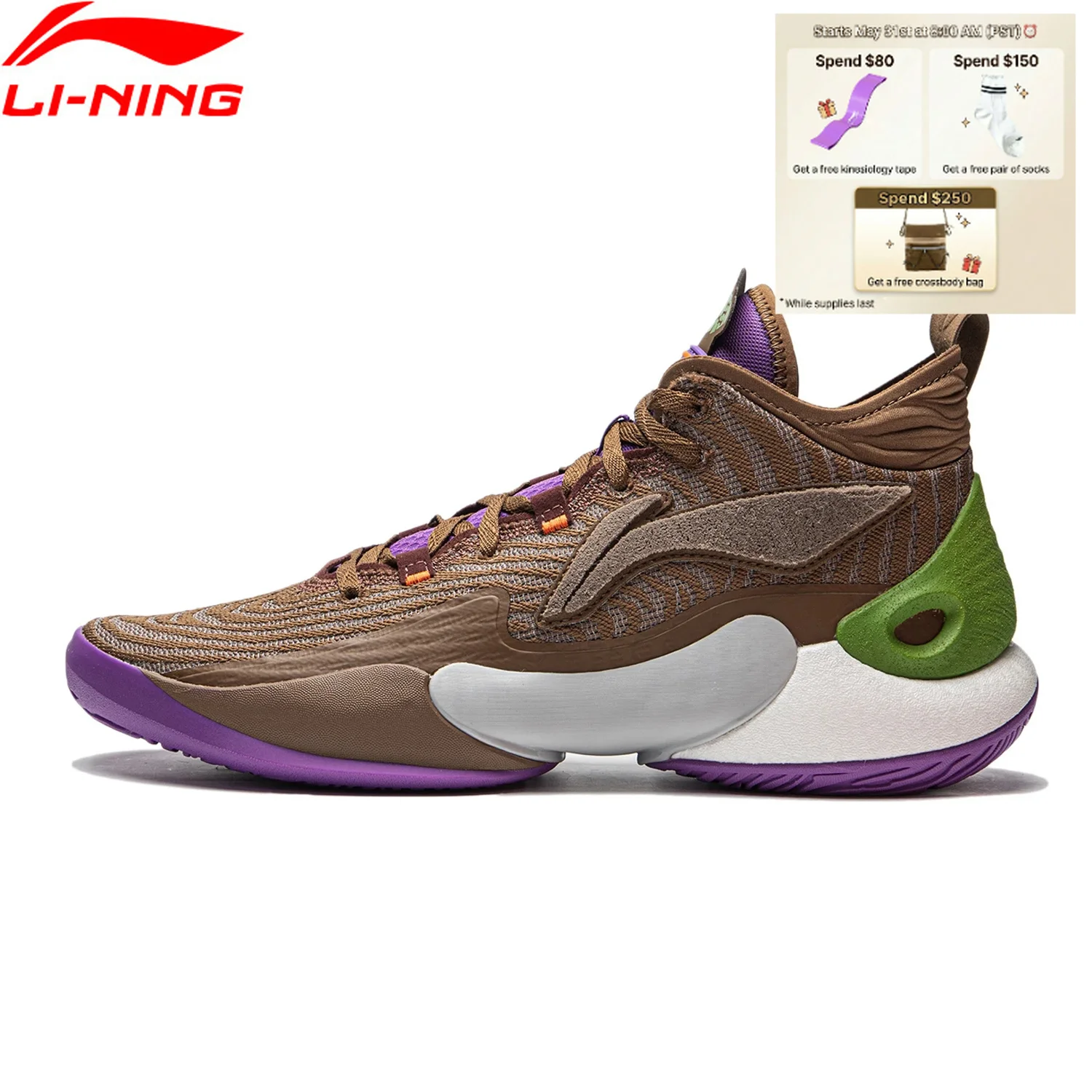 Li-Ning Men's YUSHUAI XVIII Professional Basketball Shoes BOOM Cushion LiNing Sports Competition Shoes Sneakers ABAU087