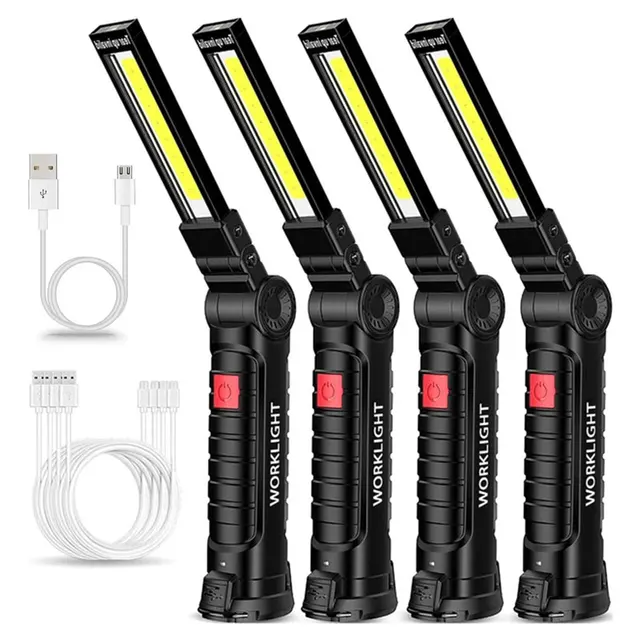 Akumulatorowa latarka awaryjna LED Przenośna składana lampa robocza COB 5 trybów Wodoodporny reflektor kempingowy z magnesem i haczykiem
