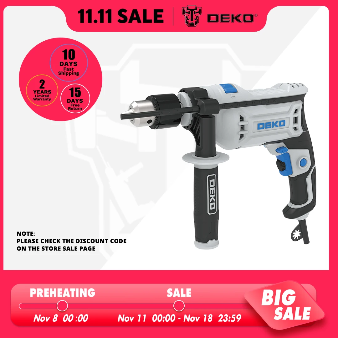 DEKO DKID13XL65G  professional grade impact drilll 220V, 2 Functions Drill Screwdriver Electric Tool Power Tool (DKID Series)