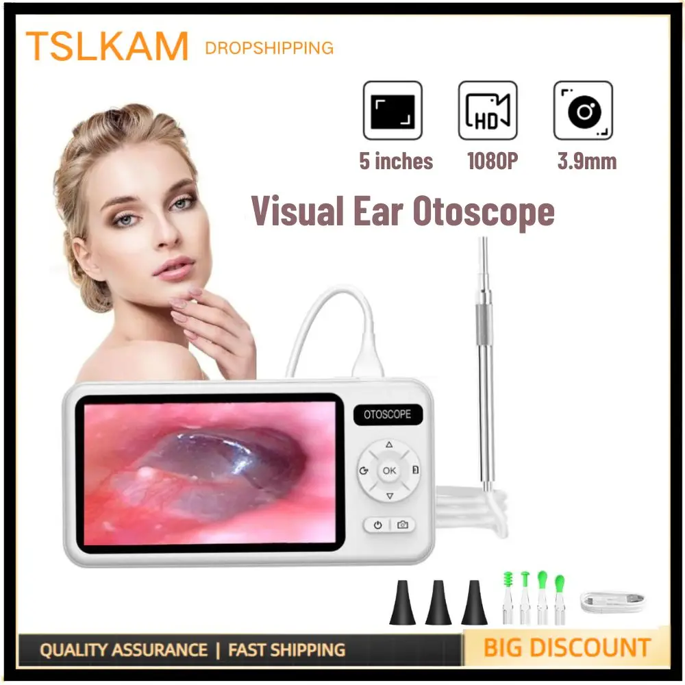 

HD Digital Otoscope with 4.3/5.0/7.0 Inch Ear Wax Removal Tool Camera 3.9mm HD Ear Scope Otoscope for Home Ear Inspection