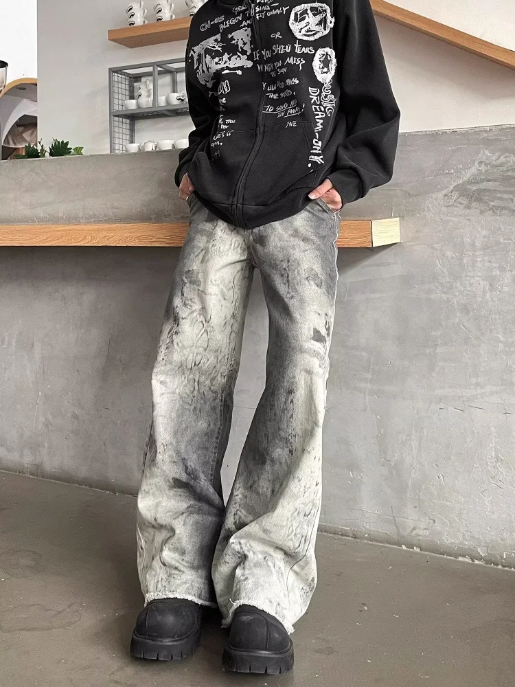Trashy Y2K 2000S Schlangenmuster Schmutzige Waschung Baggy Jeans Hosen für Männer Kleidung Gothic Vintage Lange Hosen Pantalones Hombre – Detail 17