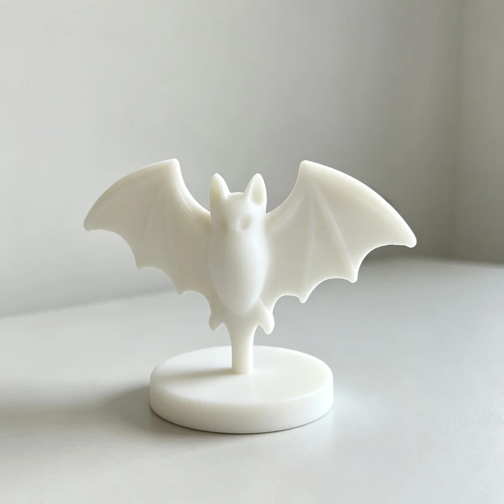 3D Printed White Bat Figurine Spread Wings Sculpture Minimalist Animal Statue For Desk Shelf And Gothic Home Decor