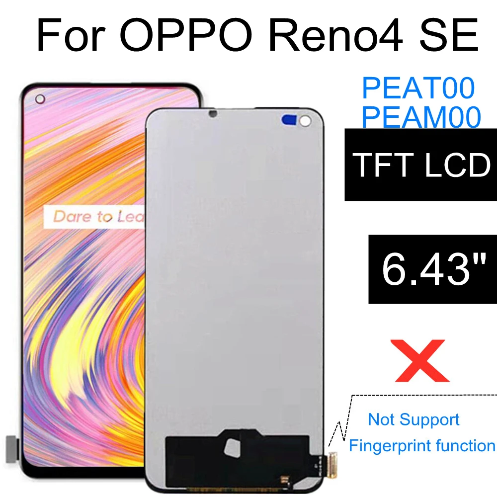 6.43  TFT LCD For OPPO Reno4 SE Reno 4 SE PEAT00 PEAM00 LCD Display Touch Screen Digitizer Assembly Replacement