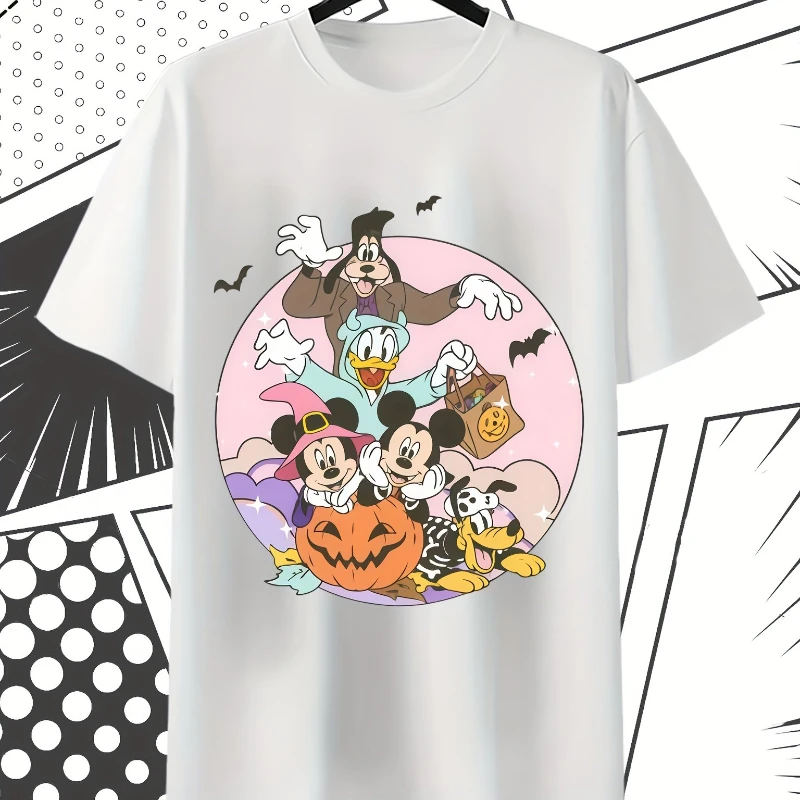 تي شيرت صيفي ديزني "كابوس قبل عيد الميلاد" - تي شيرت كبير جدًا مستوحى من ميكي وأصدقائه بنمط طباعة #2