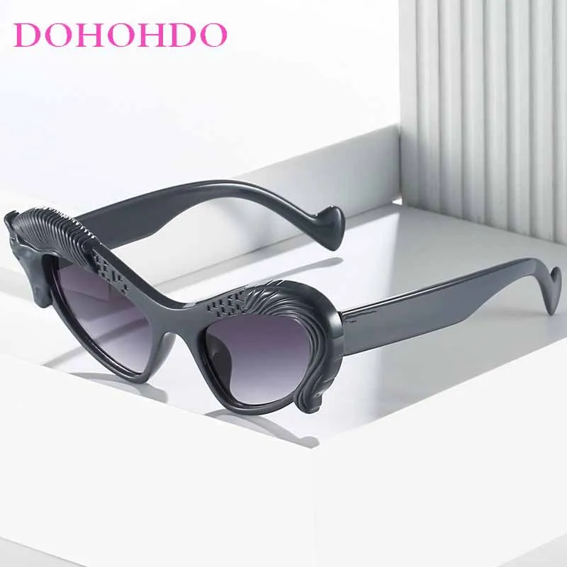 

DOHOHDO новые новейшие модные солнцезащитные очки «кошачий глаз», женские элитные брендовые декоративные солнцезащитные очки в стиле хип-хоп для вечеринок, забавные подарочные очки