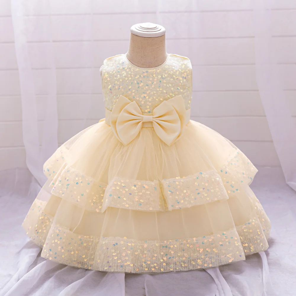 Baby Girl Layered Dress New Party Dresses Girls 1st Birthday Princess Formal Ball Gown Toddler Fashion Evening Sequin Costumes