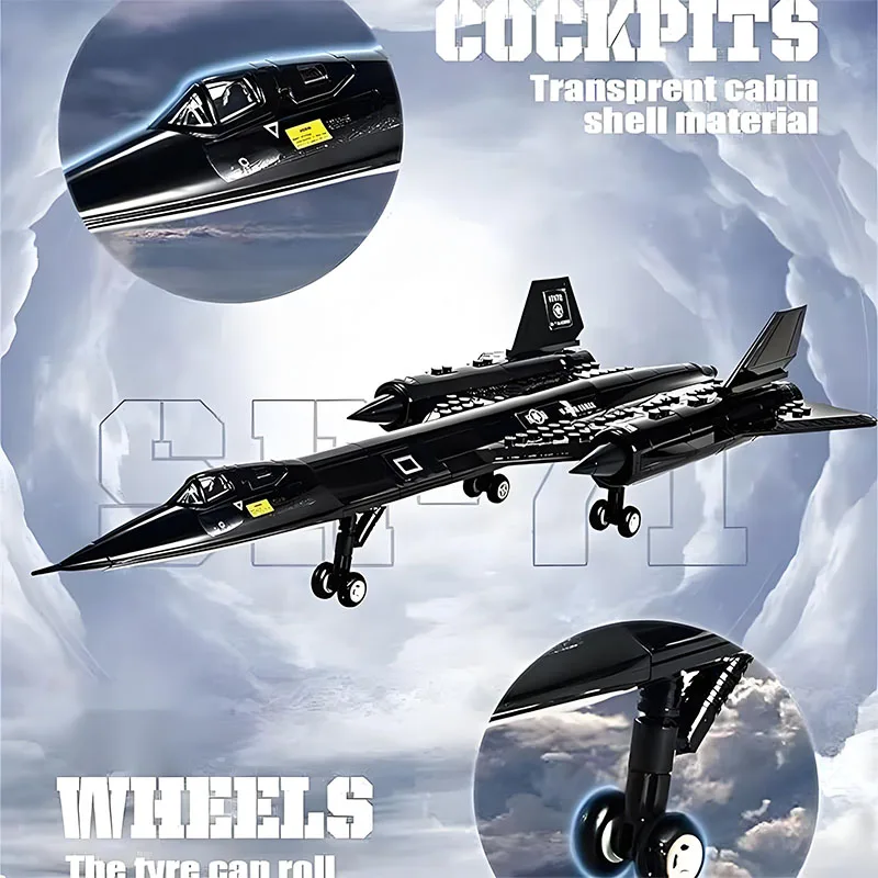 Vliegtuigen Bouwstenen Militaire Technische Star-Gevechtsvliegtuigen SR71 Blackbird Stealth Supersonische US Fighter Model Baksteen Speelgoed