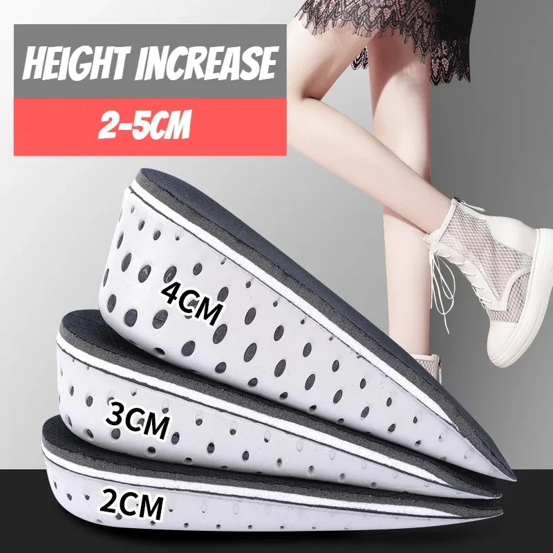 Demi-semelles rehausseurs de talon invisibles, inserts de 2-5 cm pour augmenter la hauteur, coussinets sportifs en mousse à mémoire de forme EVA pour chaussures, pour une taille plus grande