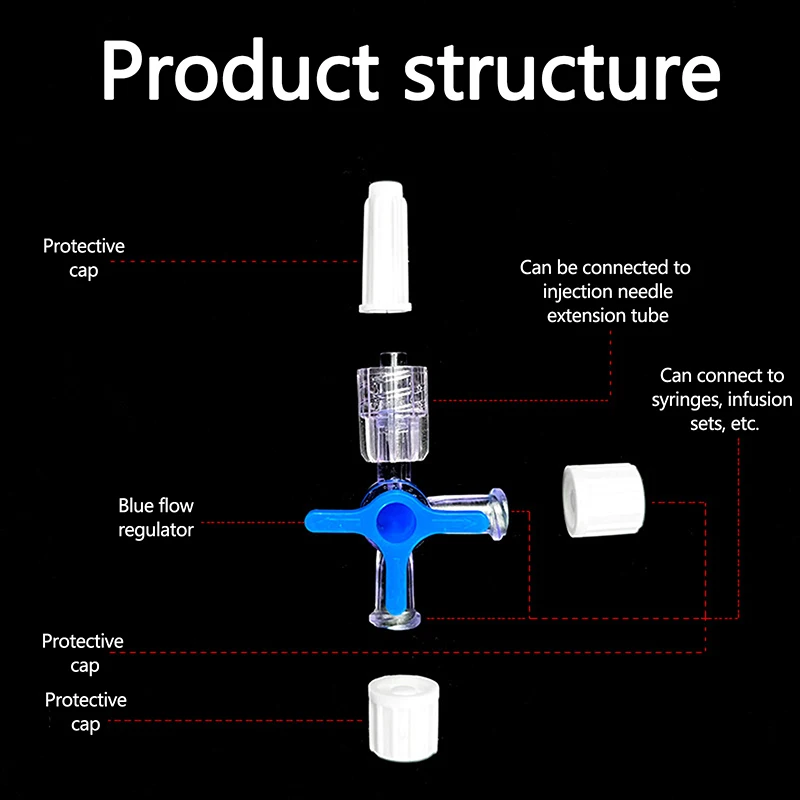 Disposable Three Way Stop Cock Luer Lock Adapter 3 Way Stopcock Flexiable T-Connector Extension Tube For Clinic Hospital