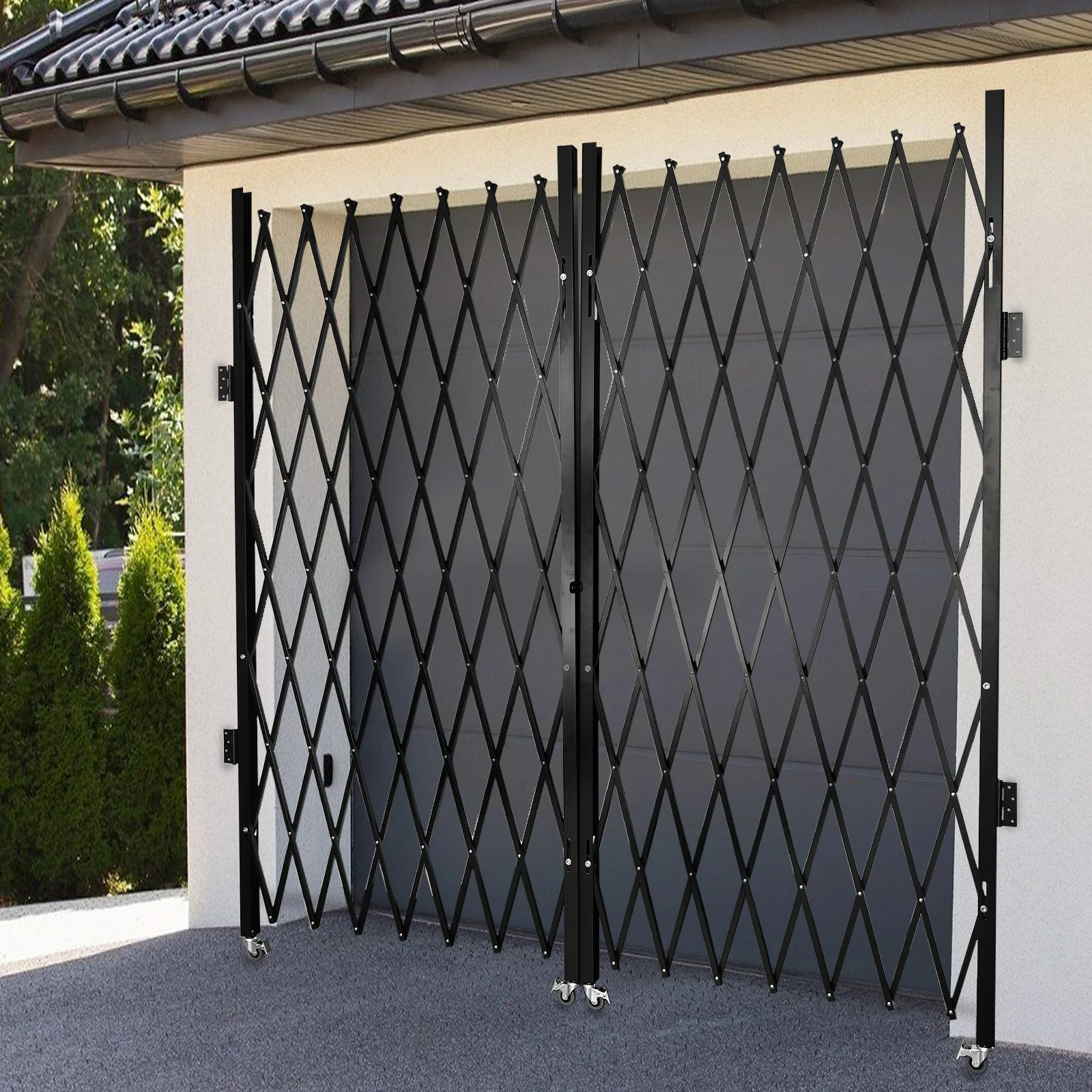 

Легко собираемые и чистые двойные складные защитные ворота — сетка с заклепками для легкого складывания, включает навесной замок + 3 ключа для подвала